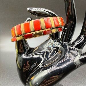 Vintage Gold and Red Acrylic Bracelet Set